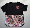 Custom screen printing black Curved Hem Short Sleeve Slit T-Shirt with factory price