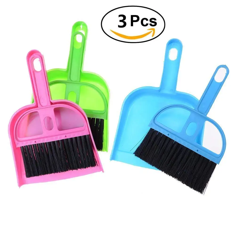 uxcell Car Keyboard Cleaning Whisk Broom Dustpan Set 3 Pcs Assorted Color