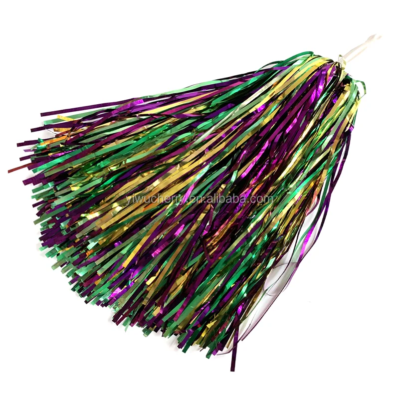 Wholesale Custom Mardi Gras Cheap Cheerleading Pom Poms Party Supplies