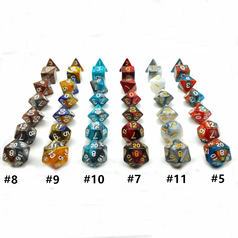 Polyhedral Mixed Color Dice 7pcs/Set For Board Games D4,D6,D8,D10,D%,D12,D2  VE 