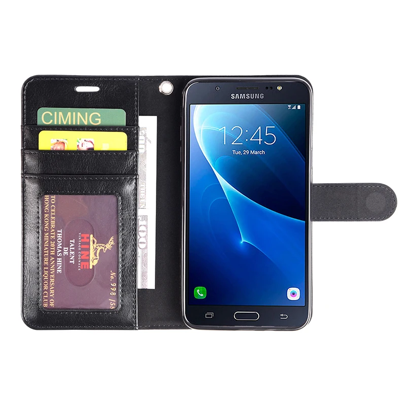 

2018 Hot Selling Flip Folio Leather Wallet Mobile Phone Case for Samsung Galaxy J7 With Card Slots