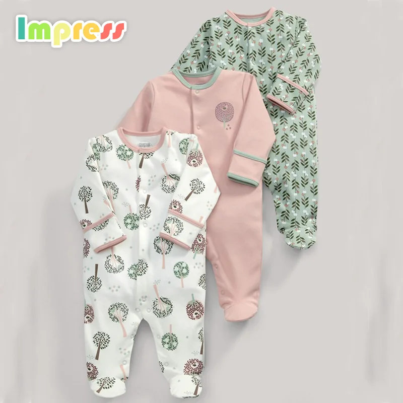 

Wholesale baby pajama 100% cotton footed design baby rompers newborn baby footed sleeper, As picture