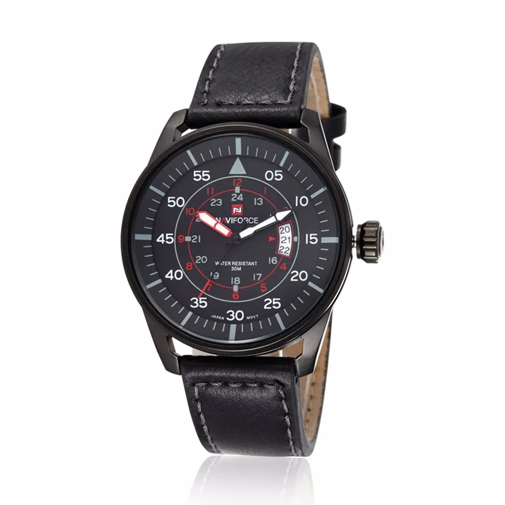 

Naviforce 9044 Men Quartz watches Luxury Brand Leather Strap Sport Military Watches Fashion Calendar Wrist Men Watch, N/a