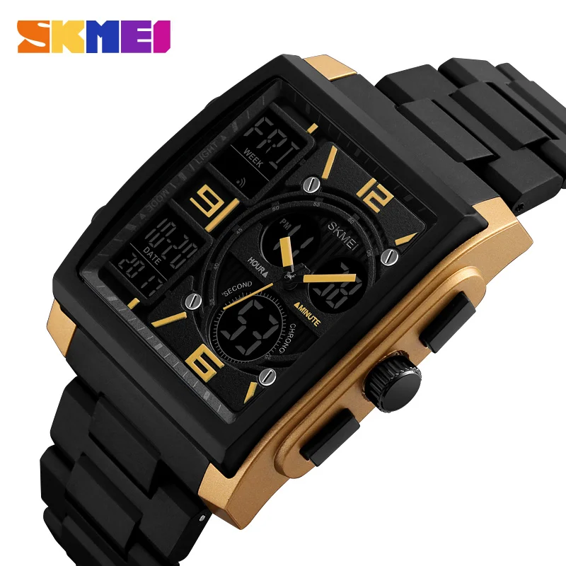 

SKMEI Watches Men 1274 Fashion Count Chronograph Alarm Sport Watch Watwrproof Relogio Masculino EL Light Digital Wristwatches