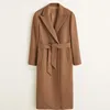 lady belt clothing 2019 new style fashion winter women long woolen coat brown