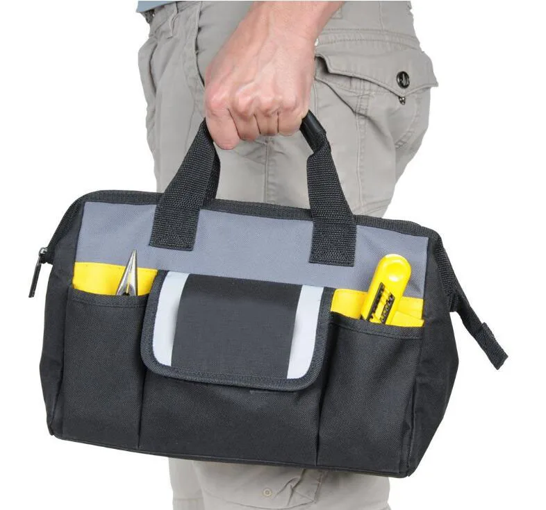 Wide Mouth Tool Bag Heavy Duty 12inch Tool Storage Bag Ziptop Soft Sided Tool Bag For Home Diy