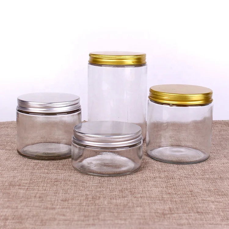 

Hot Sell glass jar for food honey with Metal Aluminum Screw Cap