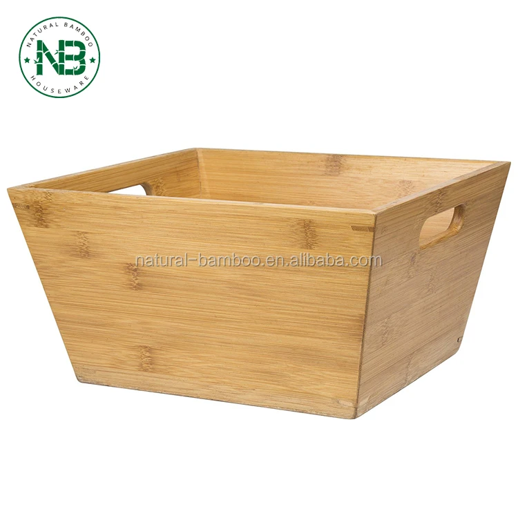 Natural Bamboo Bathroom Storage Tote Basket Organizer Bin Buy Natural