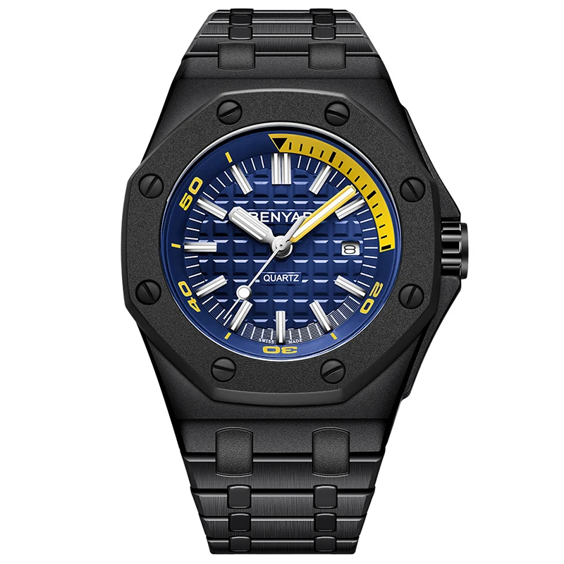 

BENYAR 5123 Men Stainless Steel Understated Luxury Watches Business Quartz Auto Date Fashion Exquisite Wristwatch, 2 colors