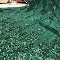 

embroidered netting fabric beaded french lace with 3d embroidered appliques