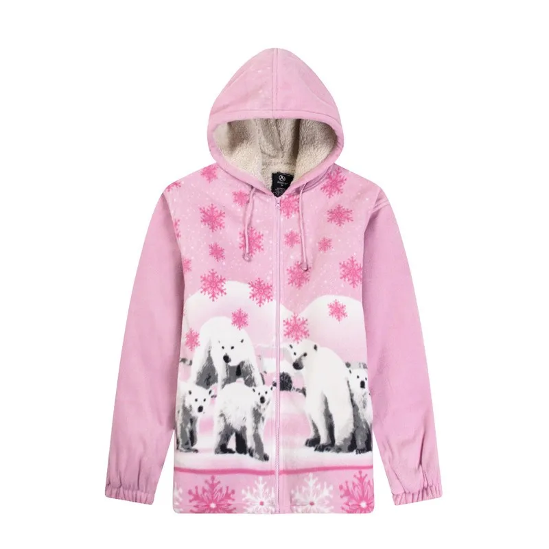 

wholesale nature Chinese souvenir animal printed women hooded fleece jacket, Customized color