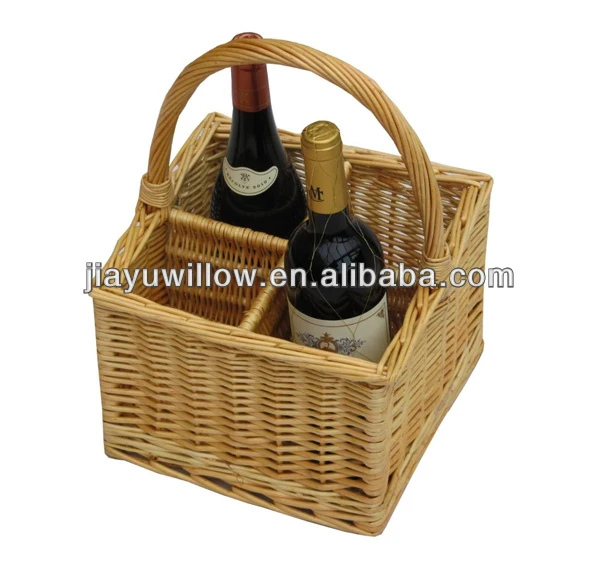 2 Bottle Wicker Wine Carrier Basket,Wicker Wine Bottle Holder Basket