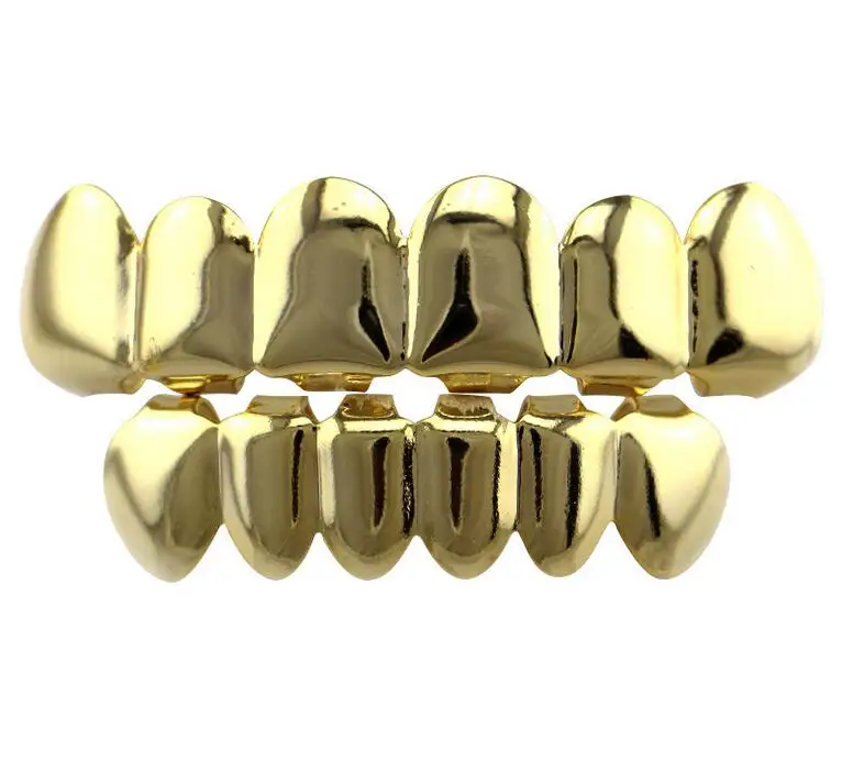 

Popular Smooth Gold Plated HipHop Teeth Grillz Bottom & Top A Set