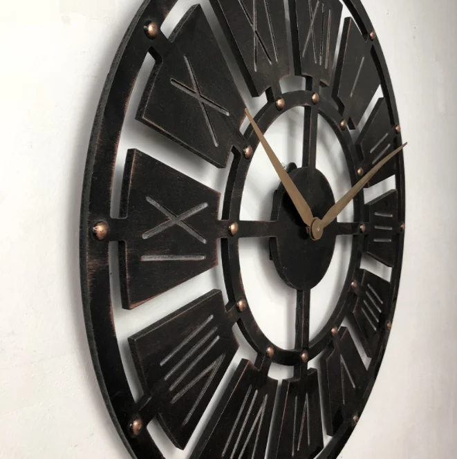 
Beautiful cheap price large hanging Roman number metal industrial style wall clock for living room decor 