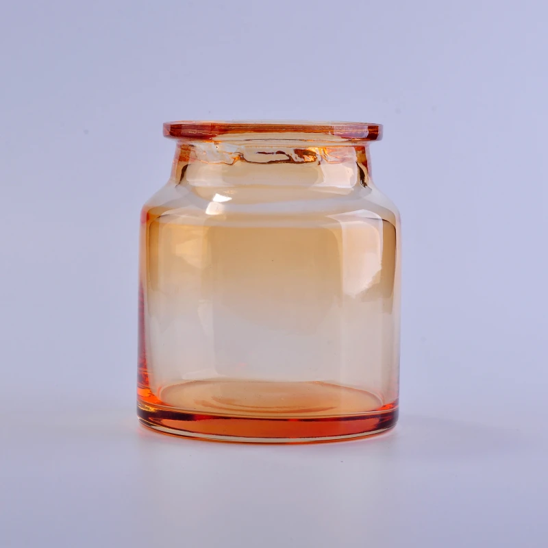 Transparent yellowinsh brown glass candle jars home decoration wholesale