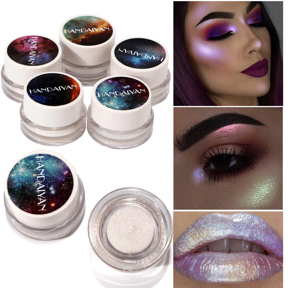 

New HANDAIYAN Brand Shimmer Highlighter Face Brighten Cosmetics White Blue Color Waterproof Contour Makeup Free DHL Ship