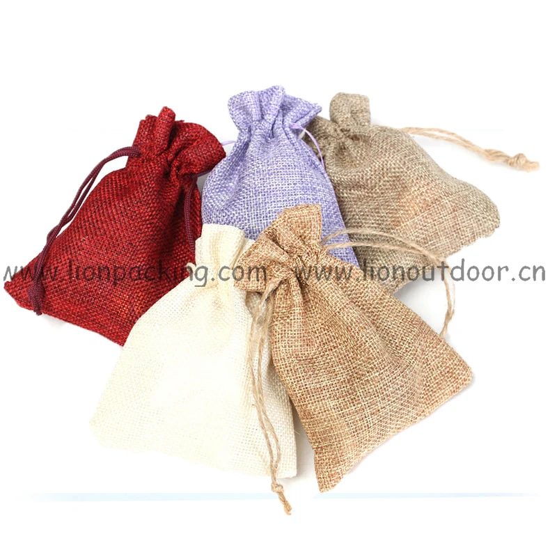 Custom Made Biodegradable Burlap Pouch Jute Hemp Jewelry Gift Favor