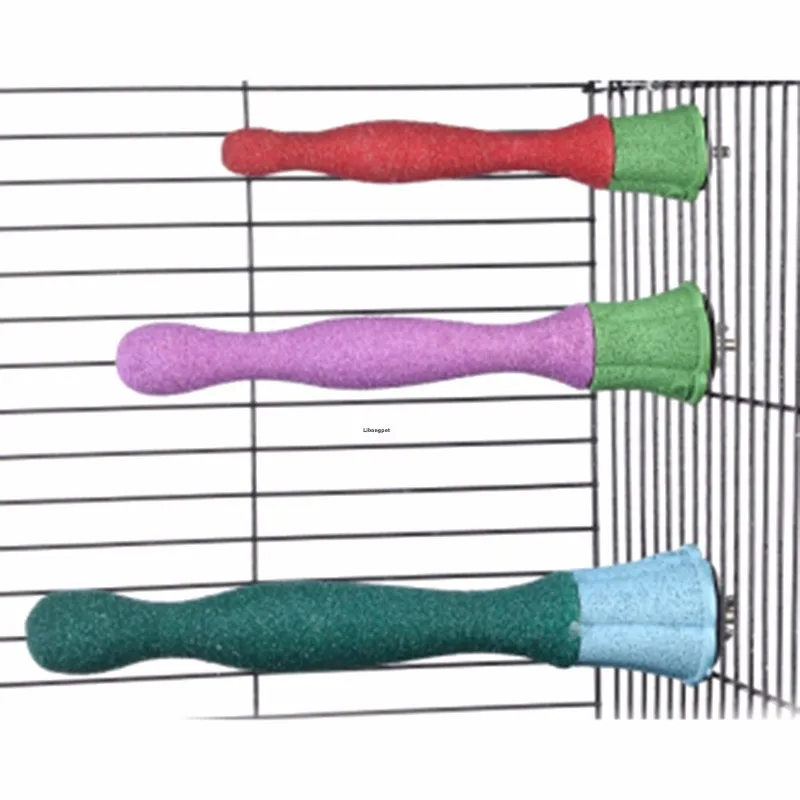Pet Bird Cage Perches Stand Platform Hanging Plastic Sand Bird Perches