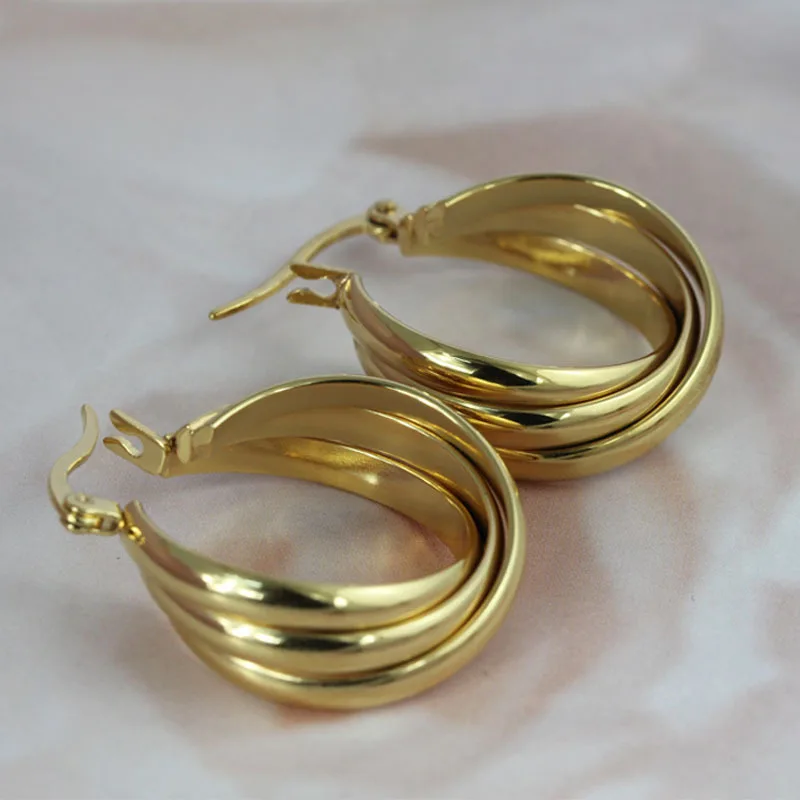 Unique Titanium Steel 18k Gold Hoop Earrings Women - Buy Hoop