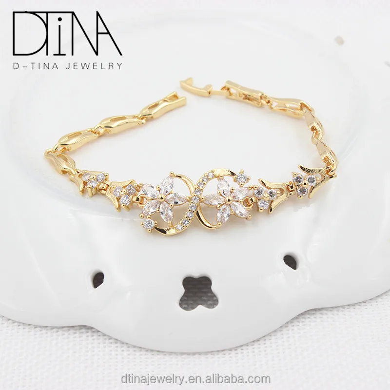 

DTINA18k gold-plated female gemstone flower bracelet latest style fashion bracelet, Golden