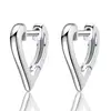 Minimalist 925 Sterling silver V Love Heart Hoop Clip Earrings For Women And Girls Gift Jewelry