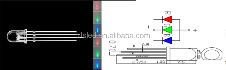 Blinking RGB 5mm Led Diode with 4 Legs for Christmas Decorations ...