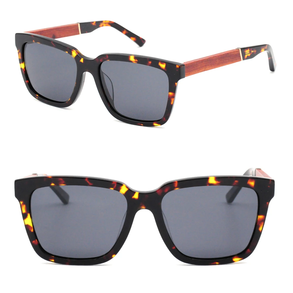 

2019 new design mens styles acetate sunglasses with wood legs