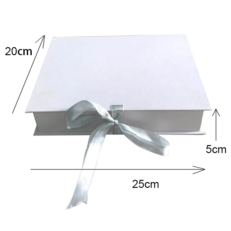 Free Risk Pure White Inside and Outside Paper Folding Luxury Silver Logo Wedding Dress Bridal Veil Boxes