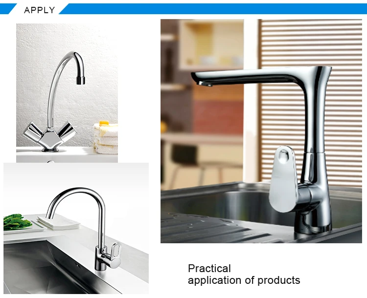 Boou special design double handle hot cold water goose neck faucet,kitchen tap mixer