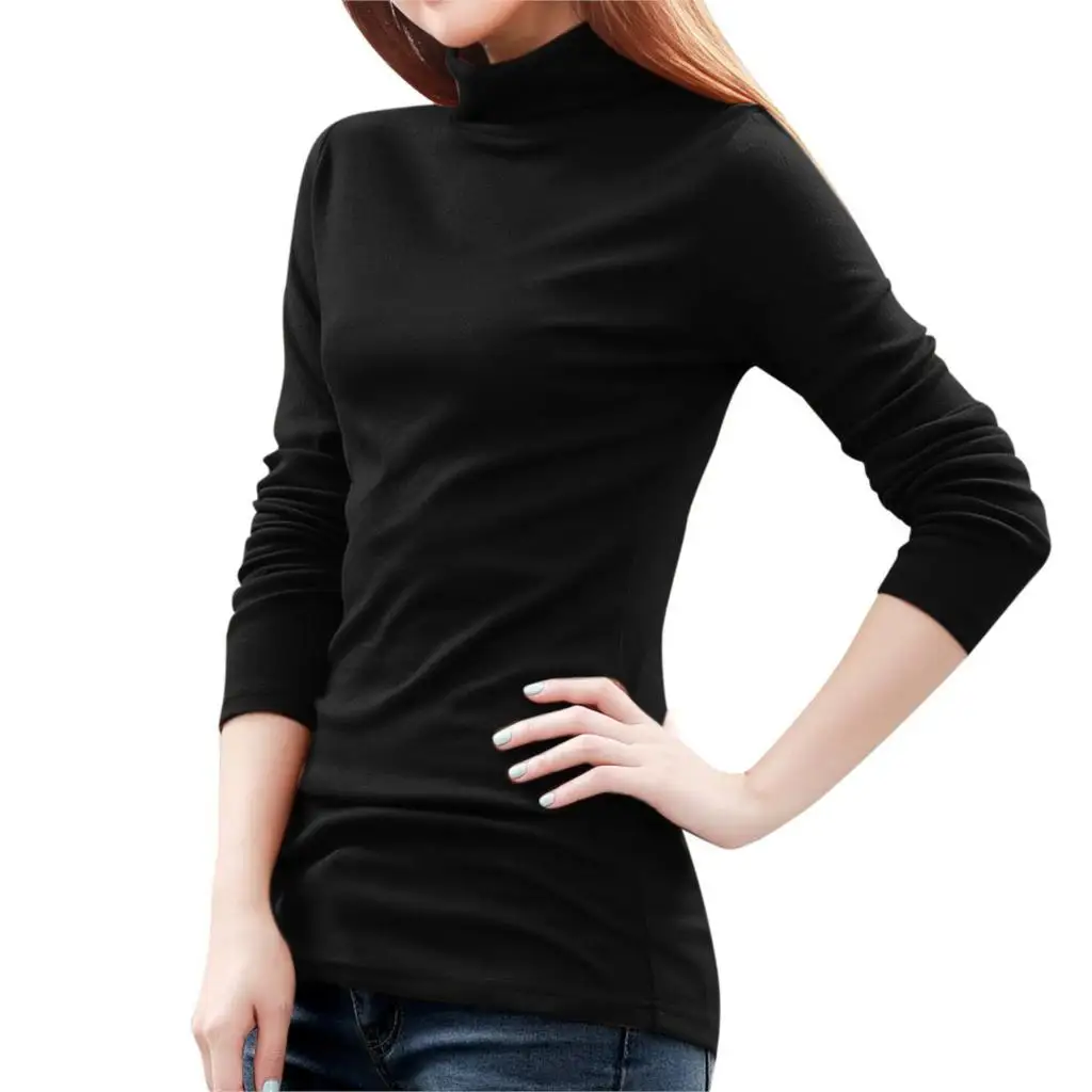 womens black fitted turtleneck