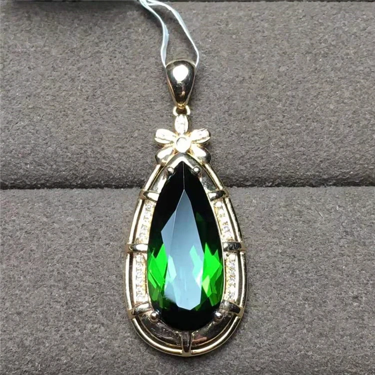 

Waterdrop Shape 5.65ct Natural Green Tourmaline Gemstone 18k Gold Pendant Wholesale