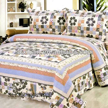 Bright Colour Patchwork Washed Bed Cover Bed Sheet Set Bed