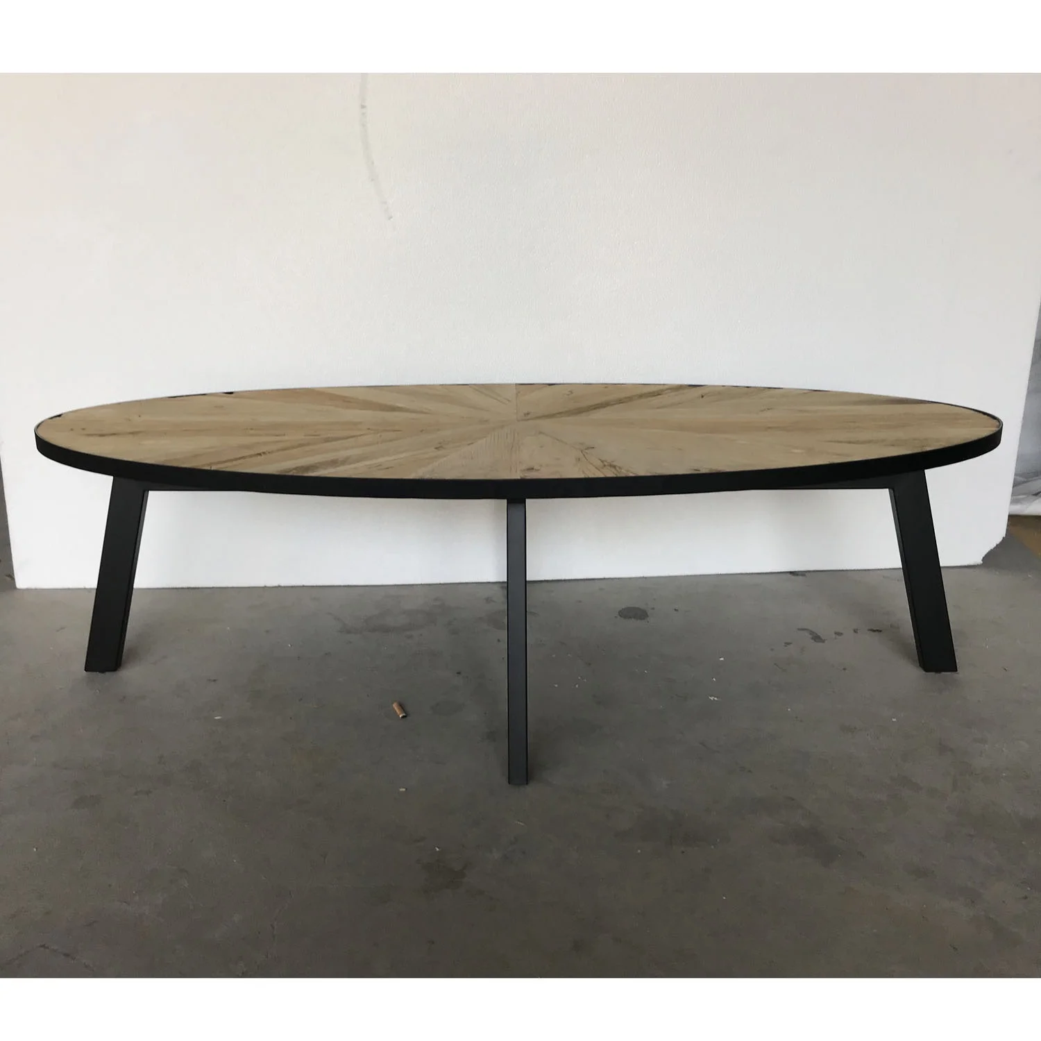 Reclaimed Wood Top Metal Industrial Oval Coffee Table Buy Oval Coffee