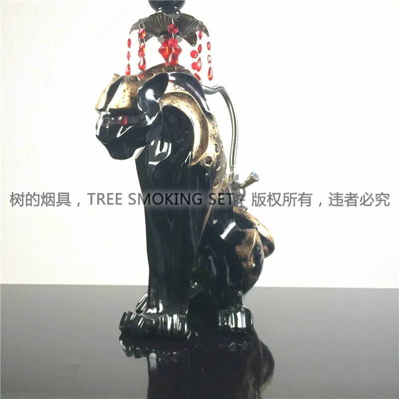 TZHONG0002 hookah Leopard Cheetah  zinc alloy stem shisha for smoking White Pure Love Pot black  Single Round Pole White Bottle