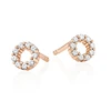 Elegant Round Stud Earrings Real 925 Sterling Silver Crystal Cubic Zirconia Jewelry Best Gift for Women