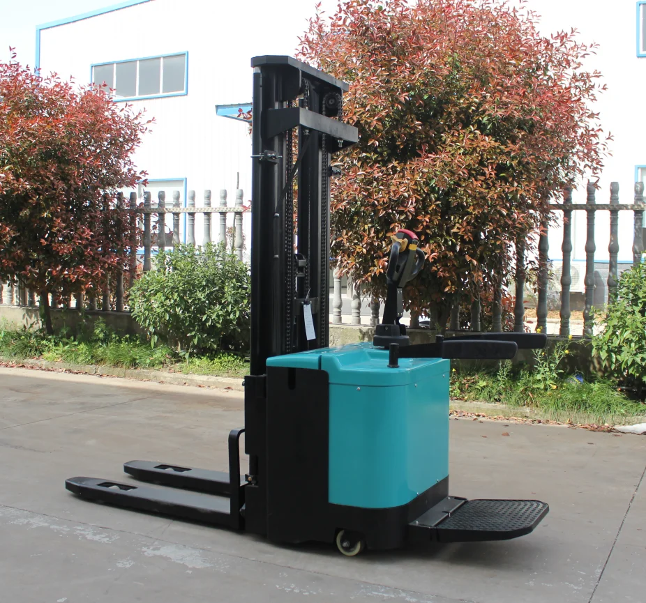 
1000kg 1500kg Ride on Platform Full Electric Pallet Stacker 