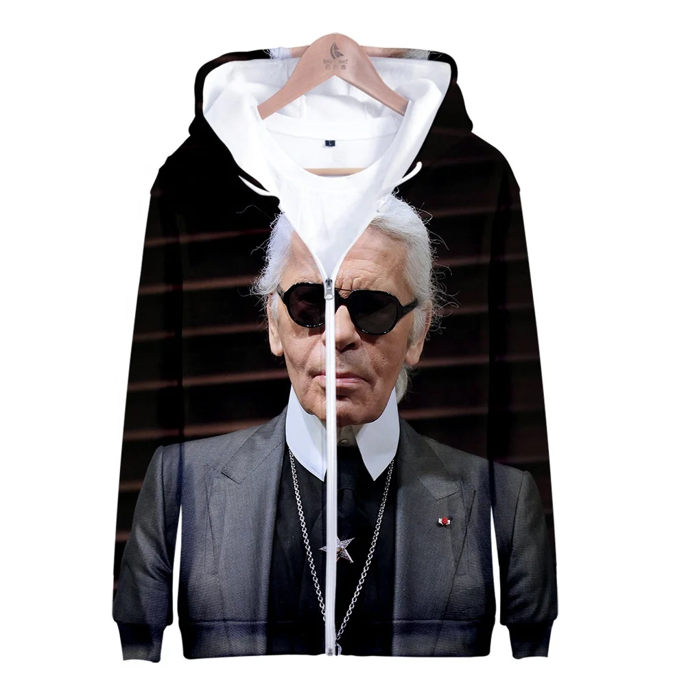 

Karl zipper hoodies 3D printing street style zipper hoodies cotton/polyester hip hop for men