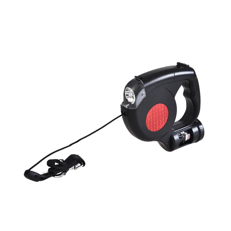 

Hot-selling Retractable Auto Led Light Pet Dog Leash With Poop Bag, Black