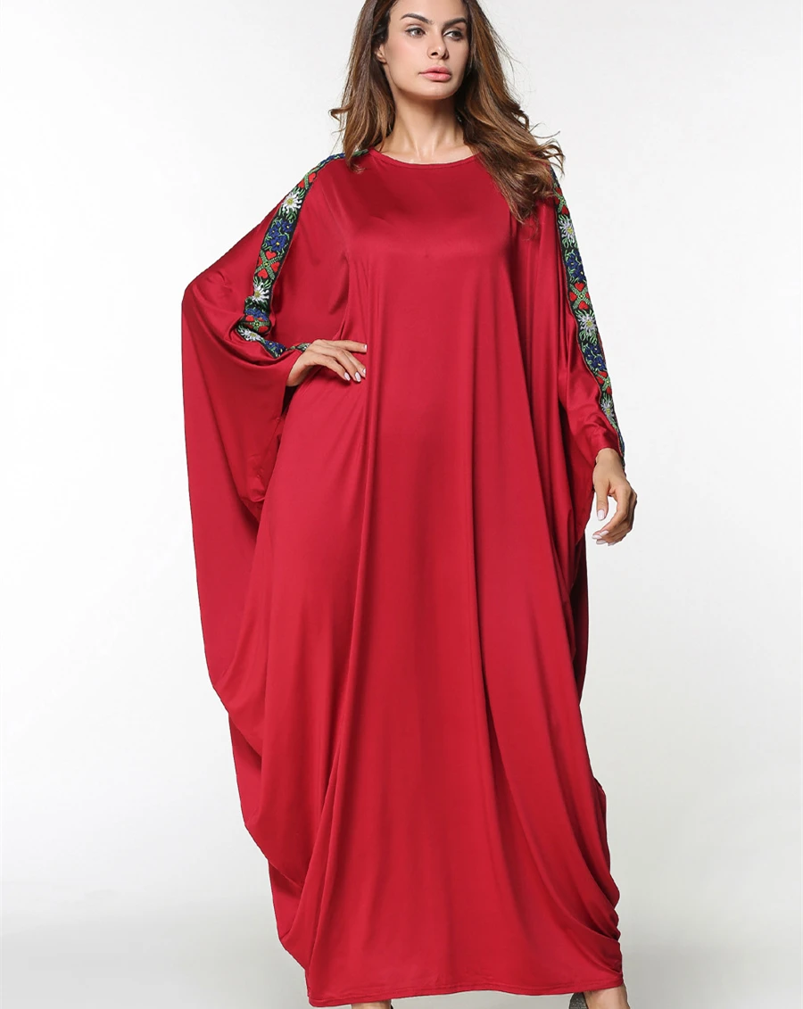 A4278 Middle East Muslim Embroidery Dress Islamic Turkey Kaftan Abaya ...