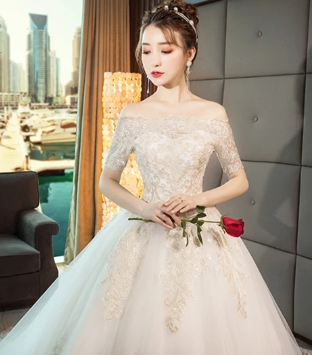 

Spring Bride French style high grade fabric princess wedding dress evening