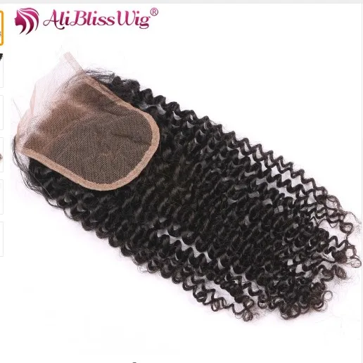 

Ali Bliss Wig Wholesale Three Part Brazilian Remy Swiss Lace Light Bleached Knots Kinky Curly 3.5*4Inch Human Hair Lace Closure, N/a