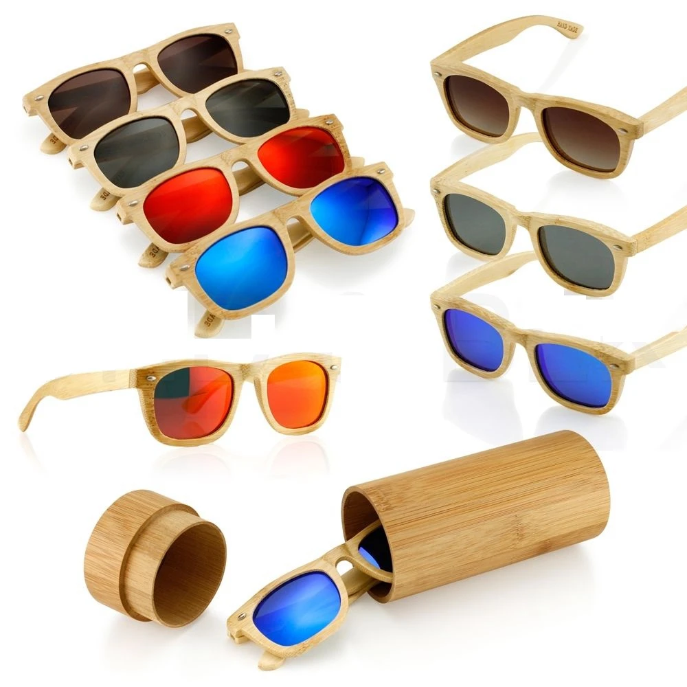 

100% natural wooden sunglasses hand made bamboo and hinge wood sunglass