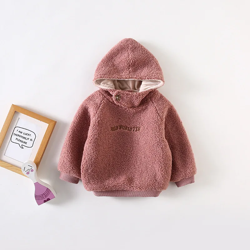 

Wholesale Solid Color Letter Printed Fluffy Children Coat