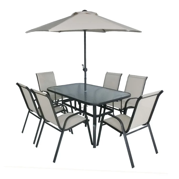 
Promotion Cheap 8pcs set outdoor furniture with umbrella 
