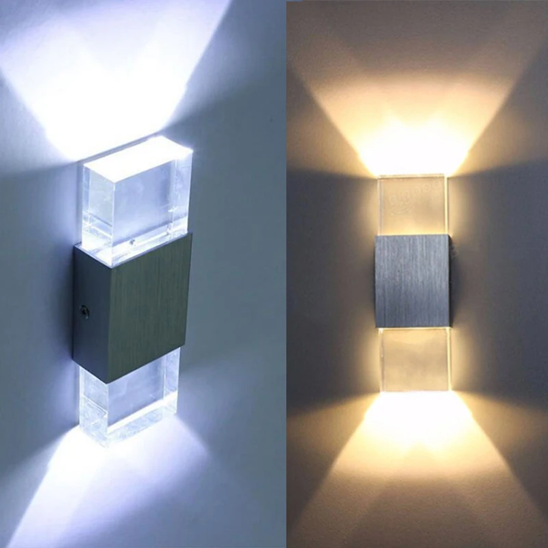 2W Acrylic LED Wall Lamp decorative rectangular sliver wall led light for stairs home 220V lighting up and down interior wall