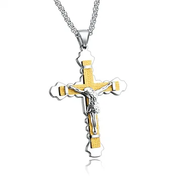 silver and gold crucifix necklace