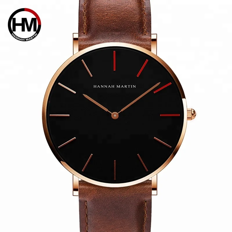 

Hannah Martin Men Watches Women High Quality Nylon Leather Rose Gold Clock Wrist Watches Relogio Masculino Femme, 17 colors