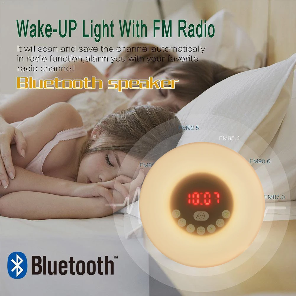 Sunrise Alarm Clock Bluetooth Speaker,Smart Wake Up Light Sleep Aid