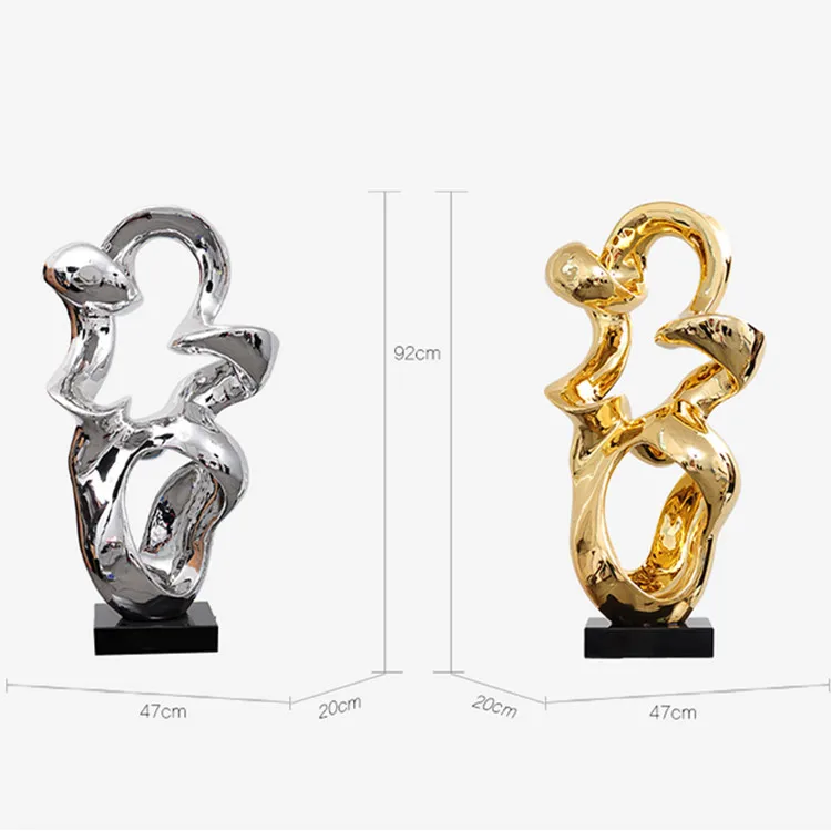 Modern Minimalist Resin Abstract Sculpture Best Chrome Shiny Gold Spray