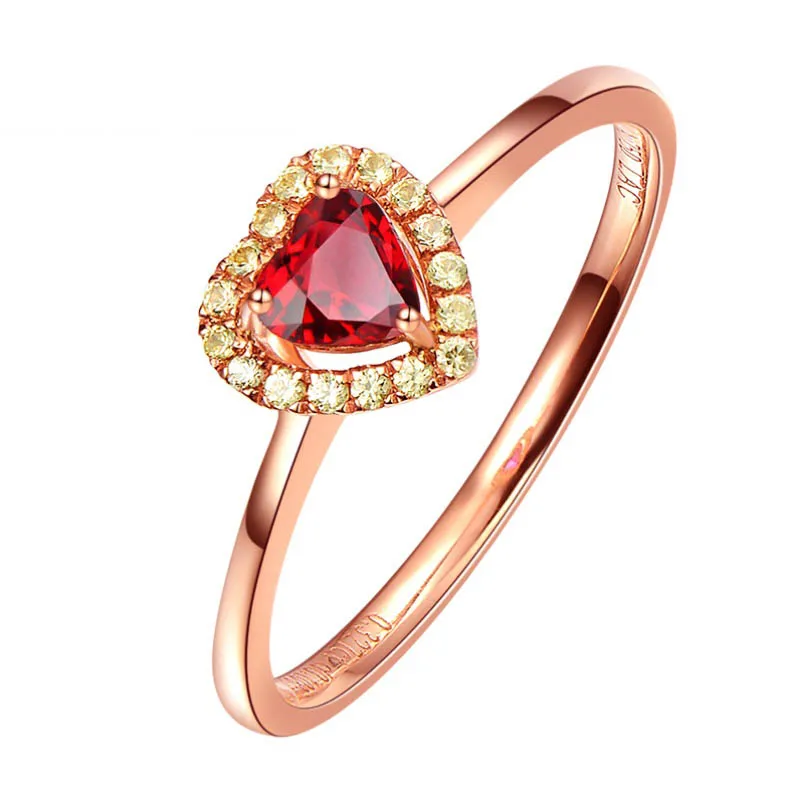 

jewellery gift box 18k gold South Africa real diamond natural red ruby romantic heart shape ring for women wedding engagement